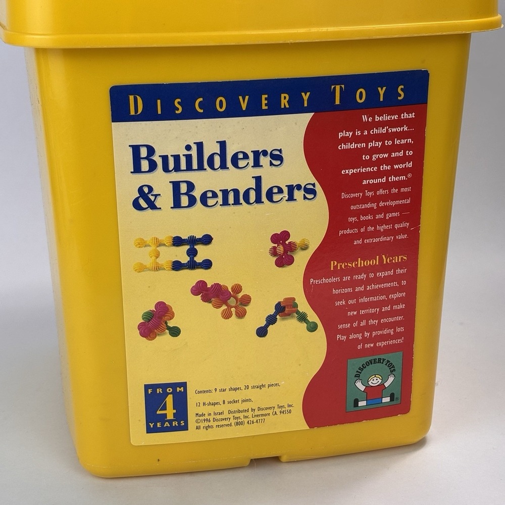 Builders And Benders Discovery Toys 1996 Bucket And 42 Pieces Kids - Picture 4 of 8
